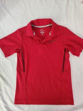Nike Tennis Kids Red Dri-FIT Polo with Dark Accent